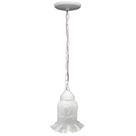 Pendente Lustre Corrente Branca 1 Tuipa Rei Vidro Fosco