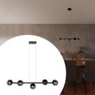 Pendente Lustre de Teto Elegance Jabuticaba Com Fio 1,5 metro Com 5 Globos Vidro PRETOFUME