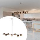 Pendente Lustre de teto Jabuticaba 7 Globos Vidro Ambar + Lâmpadas - Cor Bronze Pendente Lustre de teto Jabuticaba 7 Globos Vidro Ambar + Lâmpadas - Cor Bronze
