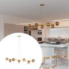 Pendente Lustre de teto Jabuticaba 7 Globos Vidro Ambar + Lâmpadas - Cor Dourado Pendente Lustre de teto Jabuticaba 7 Globos Vidro Ambar + Lâmpadas - Cor Dourado