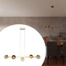 Pendente Lustre de Teto Jabuticaba Dourado de Alumínio Com 5 Globos Vidro Âmbar Pendente Lustre de Teto Jabuticaba Dourado de Alumínio Com 5 Globos Vidro Âmbar