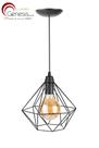 Pendente Lustre Luminária Industrial Diamante Aramado Preto