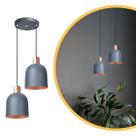 Pendente Lustre Luminária Open Cinza - Duplo Pendente Lustre Luminária Open Cinza - Duplo