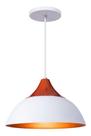 Pendente Lustre Luminária Panama Branco C/Topo Cobre