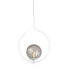 Pendente Lustre On Loop BRANCO com globo de vidro FUMÊ