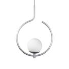 Pendente Lustre On Loop Prata Com Globo De Vidro Branco