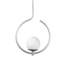 Pendente Lustre On Loop PRATA com globo de vidro BRANCO
