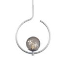 Pendente Lustre On Loop PRATA com globo de vidro FUMÊ