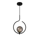 Pendente Lustre On Loop Preto Com Globo De Vidro Petro/vidro Fume