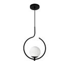 Pendente Lustre On Loop PRETO com globo de vidro