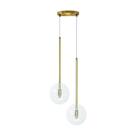 Pendente Lux Duplo Dourado Globo Vidro Cristal + Led