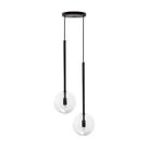 Pendente Lux Duplo Preto Globo Vidro Cristal + Led