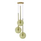 Pendente Lux Triplo Dourado Globo Vidro Âmbar + Led