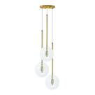 Pendente Lux Triplo Dourado Globo Vidro Cristal + Led