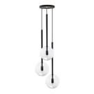 Pendente Lux Triplo Preto Globo Vidro Cristal + Led