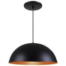 Pendente Meia Lua 34cm Luminária Alumínio Preto Textura C/ Cobre - Rei da Iluminação