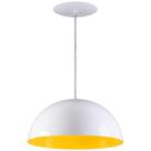 Pendente Meia Lua 40cm Luminária Alumínio Branco Textura C/ Amarelo - Rei da Iluminação