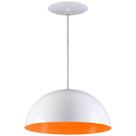 Pendente Meia Lua 50cm Luminária Alumínio Branco Brilhante C/ Laranja - Rei da Iluminação