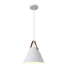 Pendente Metal Branco Com Couro Marrom Moderno Nitrolux