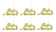 Pendente Mini Placa Feliz Natal Enfeite Para Árvore 24 Peças Dourado
