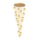 Pendente Moderno Dourado 18 Globos Pé Direito Duplo Escada