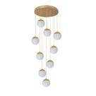 Pendente Moderno Dourado 50cm 9 Globos Pé Direito Alto Sala Escada