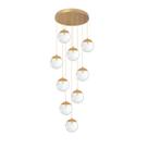 Pendente Moderno Dourado 50cm 9 Globos Pé Direito Alto Sala Escada