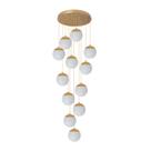 Pendente Moderno Dourado 60cm 12 Globos Pé Direito Alto Sala Escada Pendente Moderno Dourado 60cm 12 Globos Pé Direito Alto Sala Escada