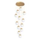Pendente Moderno Dourado 60cm 12 Globos Pé Direito Alto Sala Escada