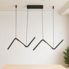 Pendente Moderno Duplo Preto Geométrico LED Suspenso para Sala de Jantar