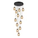 Pendente Moderno Glass 60cm 12 Vidros Âmbar C Lâmp. Led