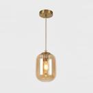 Pendente Moderno Glass Dourado Vidro Âmbar Bivolt E27 Pendente Moderno Glass Dourado Vidro Âmbar Bivolt E27