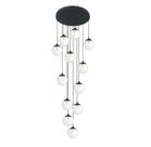 Pendente Moderno Preto 60cm 12 Globos Pé Direito Alto Sala Escada