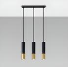 Pendente Moderno Tubular Slim Bicolor 60cm P/3 Mini Dicroicas Canopla Linear 45cm