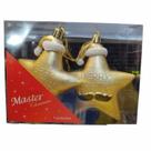 Pendente Natal Estrela com Gorro 2 Pecas 9cm - DOURADO