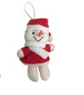 Pendente Natalino Boneco de Neve 12cm Roupa Tricot Modelo Roupa:Vermelho/Branco/Liso
