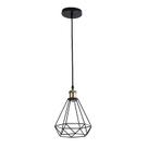 Pendente Nordecor Gradeado Diamante 2095 E27 - Preto
