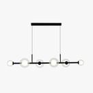 Pendente orbit 6 preto fosco esferas transparentes 6xg9 30w 1090x265x160mm - studiolucce