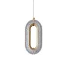 Pendente Oval Acrílico Dourado LED 3 Cores 86W Bivolt Cabo 1,5M 8125-SS - Aaa Top
