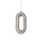 Pendente Oval Acrílico Dourado LED 3 Cores 86W Bivolt Cabo 1,5M 8125-SS