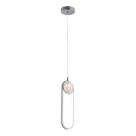 Pendente Oval de Metal Cromado Vidro 35cm Led 17W 3000K Bivolt