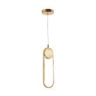 Pendente Oval de Metal Dourado Vidro 35cm Led 17W 3000K Bivolt