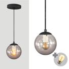 Pendente Preto C/ Globo De Vidro Fumê De 14cm + Led 2w