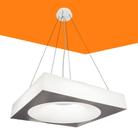 Pendente Quadrado de acrílico e metal pintado de Branco 220v