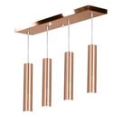 Pendente Quadruplo Tubo Cilindro New Cobre 40Cm + Led 6k