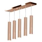 Pendente Quintuplo Tubo Cilindro New Cobre 50Cm + Led 3k