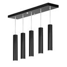 Pendente Quintuplo Tubo Cilindro Preto 40Cm + Led 3k Pendente Quintuplo Tubo Cilindro Preto 40Cm + Led 3k