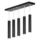 Pendente Quintuplo Tubo Cilindro Preto 50Cm + Led 3k Pendente Quintuplo Tubo Cilindro Preto 50Cm + Led 3k