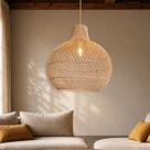 Pendente Rattan Fibra Natural Artesanal Bancada Nat31