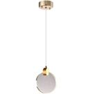 Pendente Redondo Dourado Cristal 11cm Led 7W 3200K Bivolt